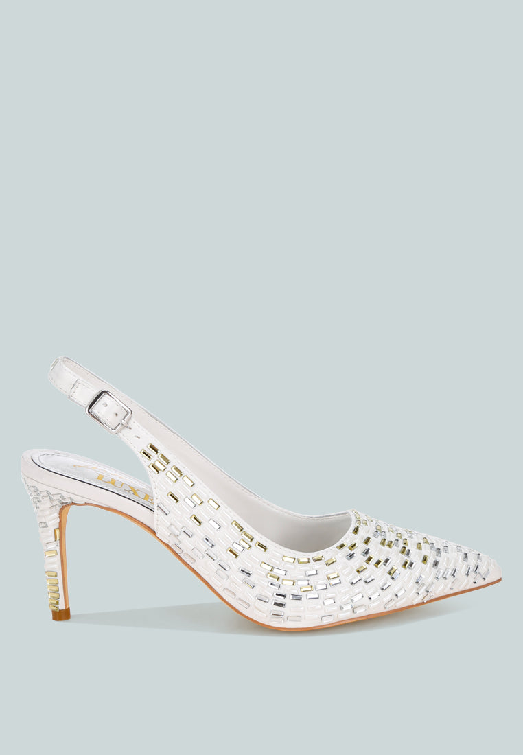 lutina rhinestones embellished slingback sandals#color_white