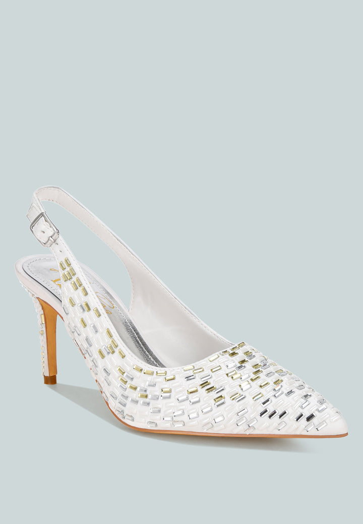 lutina rhinestones embellished slingback sandals#color_white