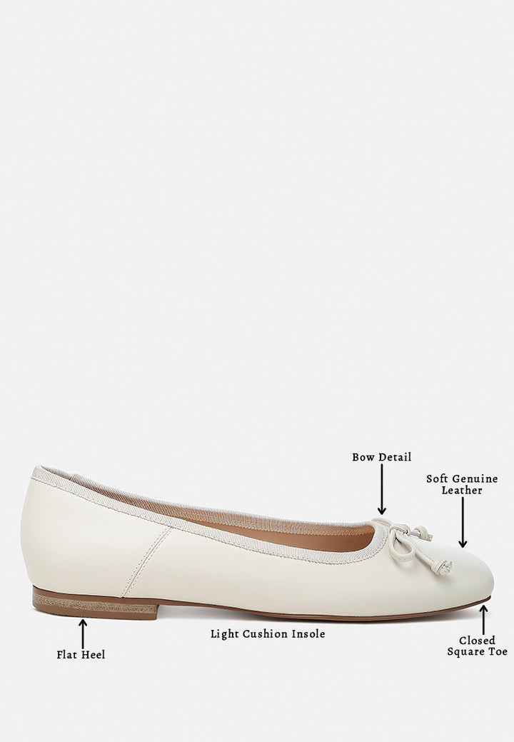 lutten square-toe bow ballerinas#color_beige