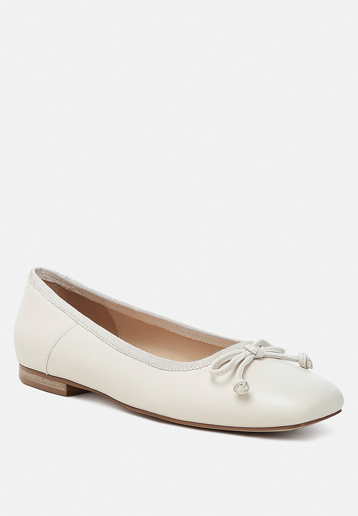 lutten square-toe bow ballerinas#color_beige