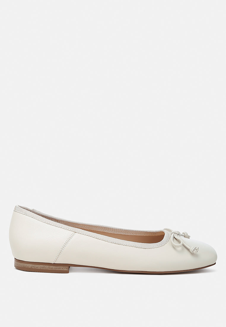 lutten square-toe bow ballerinas#color_beige