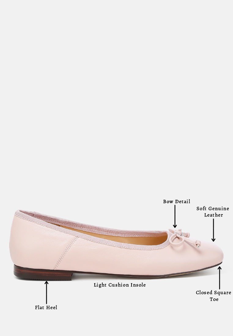 lutten square-toe bow ballerinas#color_pink