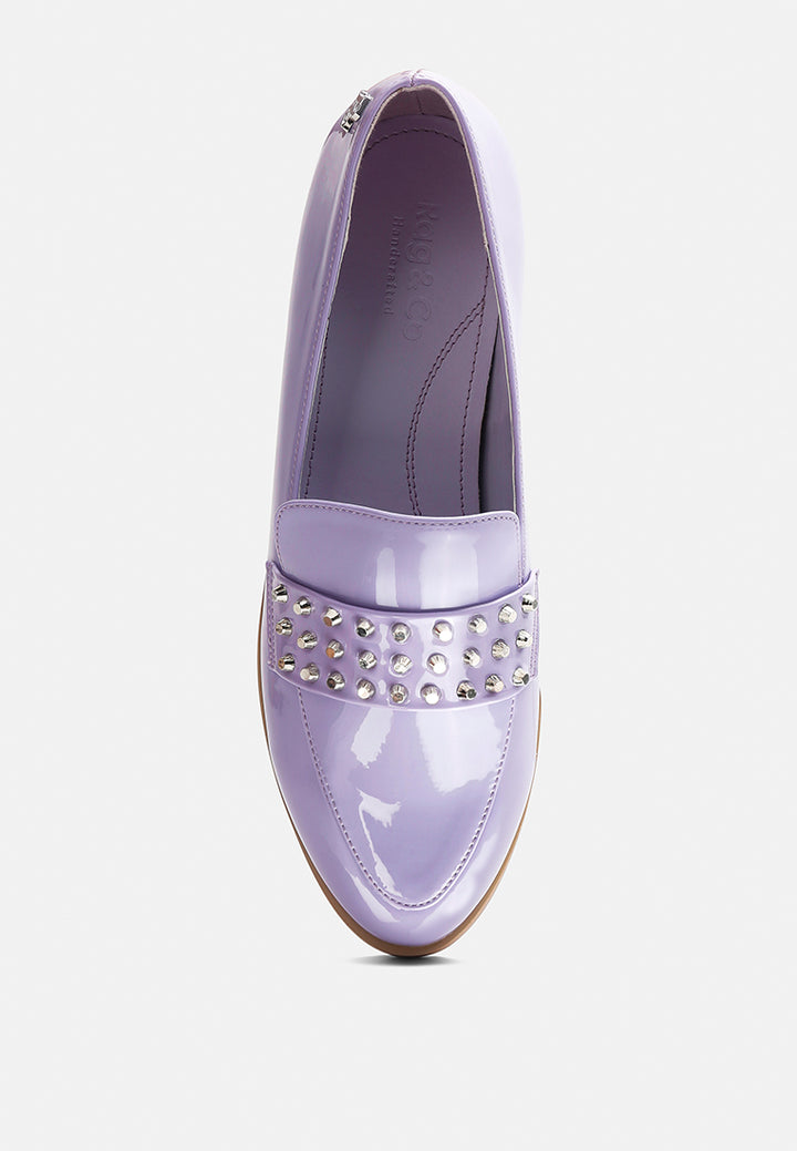 meanbabe semicasual stud detail patent loafers by ruw#color_lilac