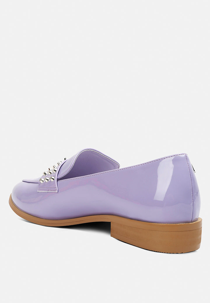 meanbabe semicasual stud detail patent loafers by ruw#color_lilac