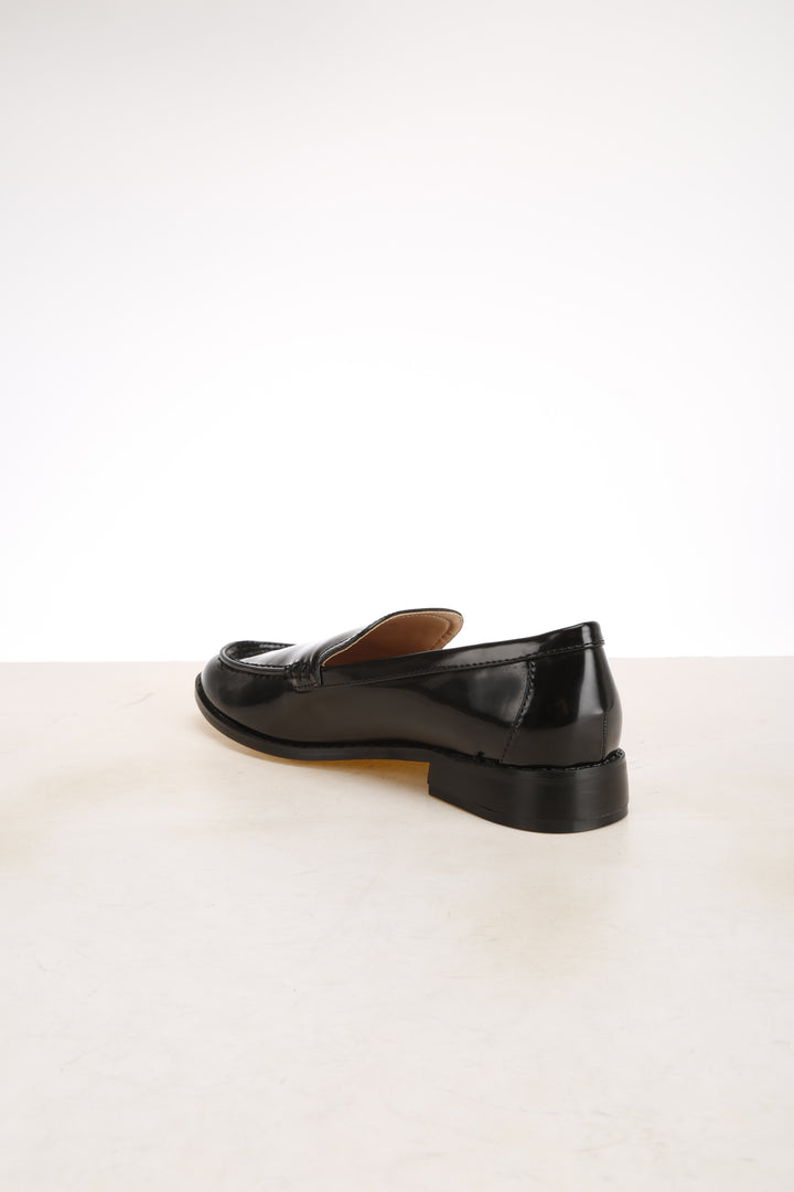 pleather stacked heel loafers#color_black