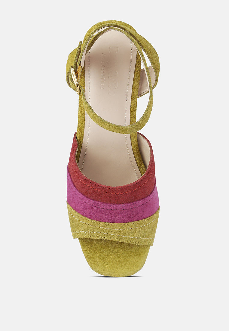 mon-beau fine suede block heeled sandal#color_multi
