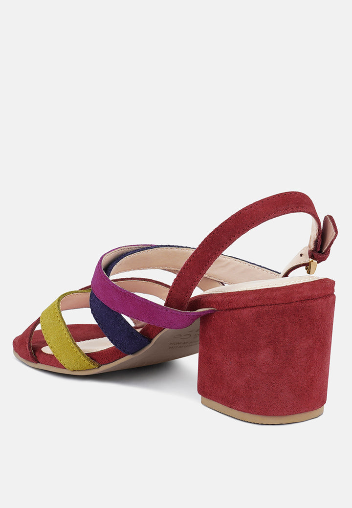 mon-lapin mid heeled block leather sandal by ruw#color_multi_red