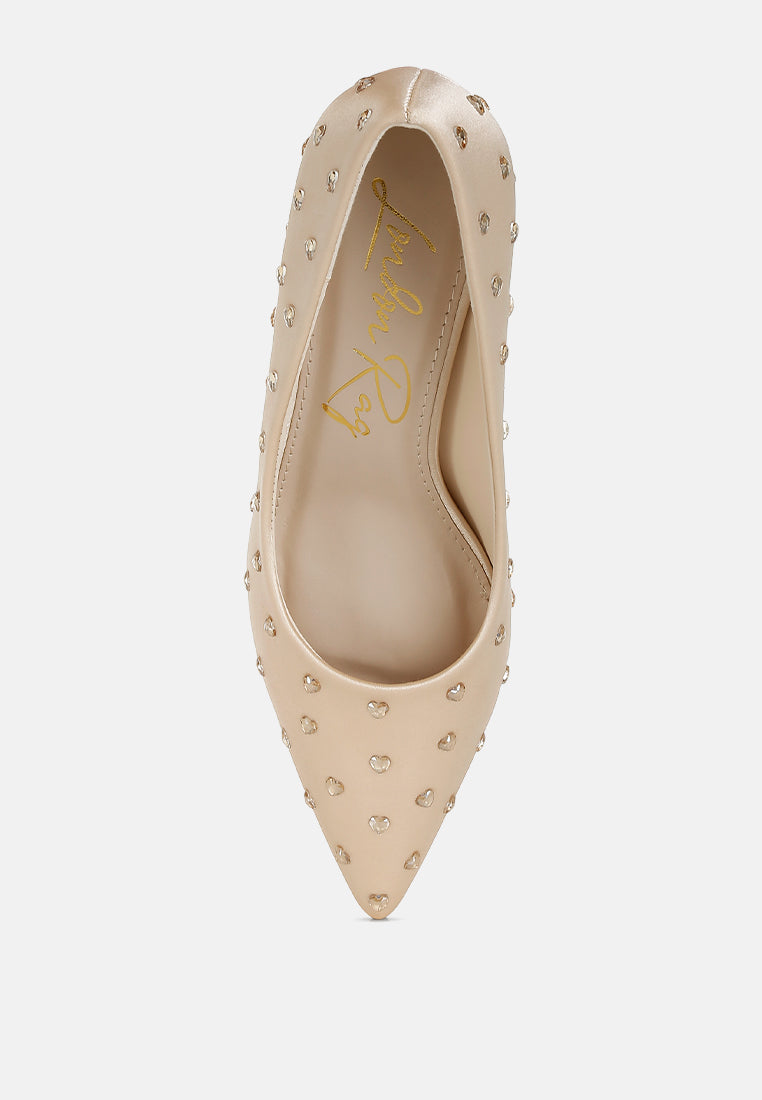 madhara heart-shaped rhinestones pumps#color_beige