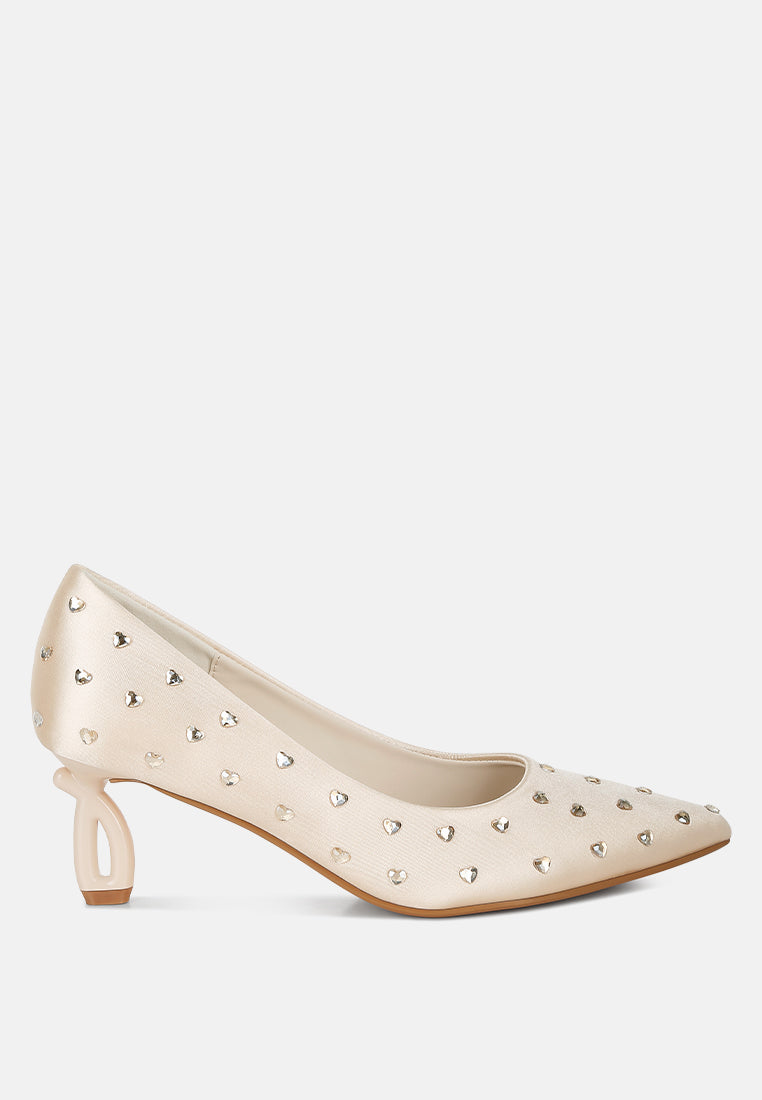 heart-shaped rhinestones pumps by mode#color_beige