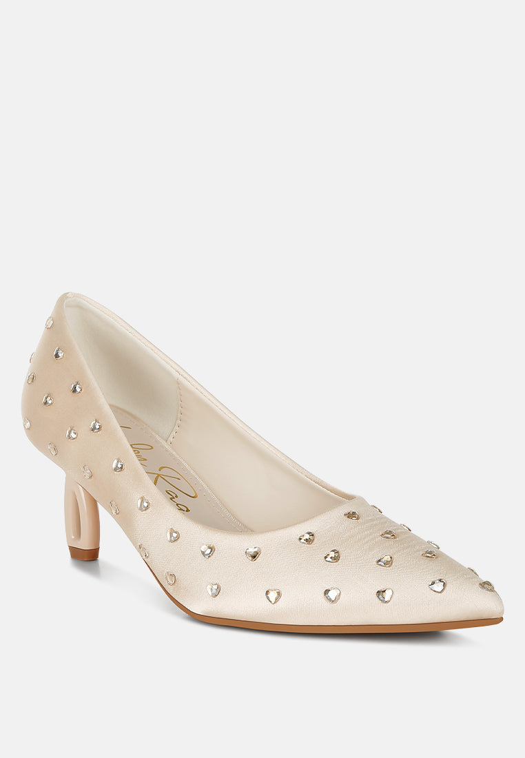 madhara heart-shaped rhinestones pumps#color_beige