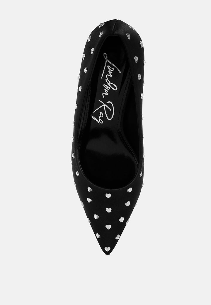 madhara heart-shaped rhinestones pumps#color_black