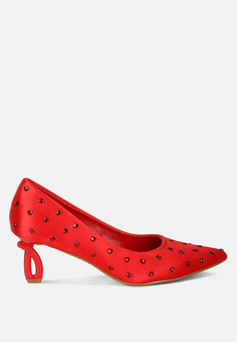 madhara heart-shaped rhinestones pumps#color_red