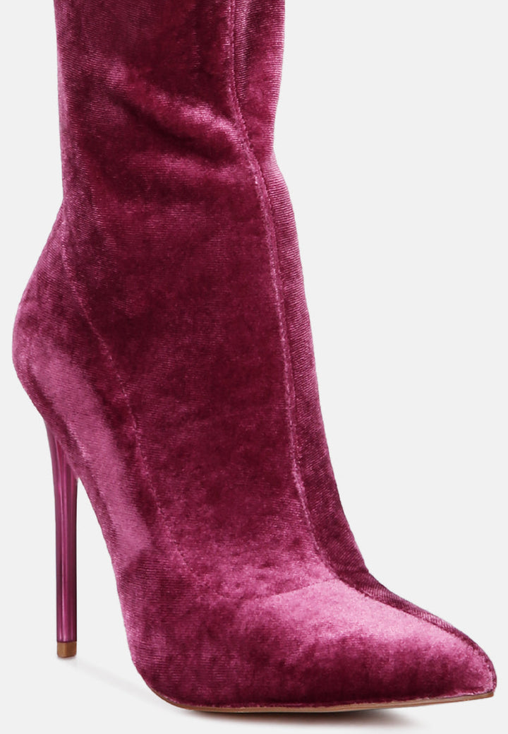 madmam stretch high heel velvet boot#color_purple