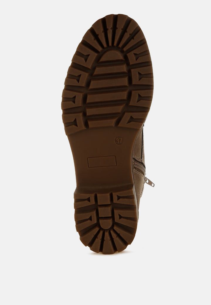 knitted collar zip-up hiker boots by rag#color_taupe