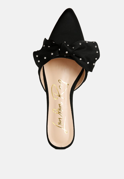 makeover studded bow flat mules#color_black