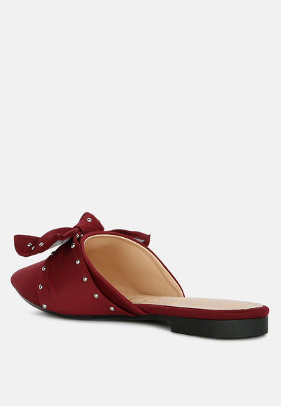 makeover studded bow flat mules#color_burgundy