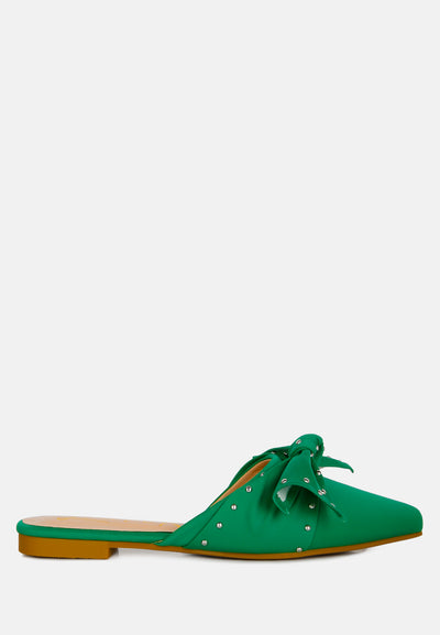 makeover studded bow flat mules#color_green