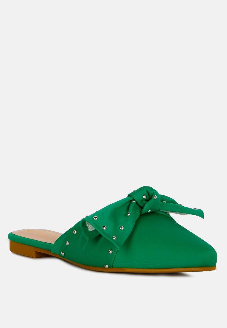 makeover studded bow flat mules#color_green