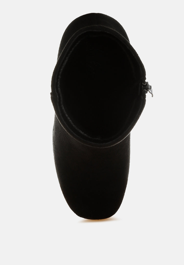 maltese soft microfiber block heel boots#color_black