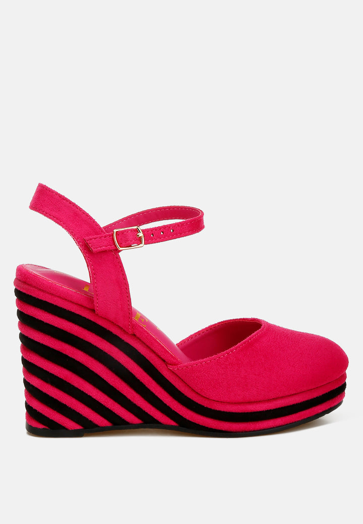 manifest dual tone wedge sandals#color_pink