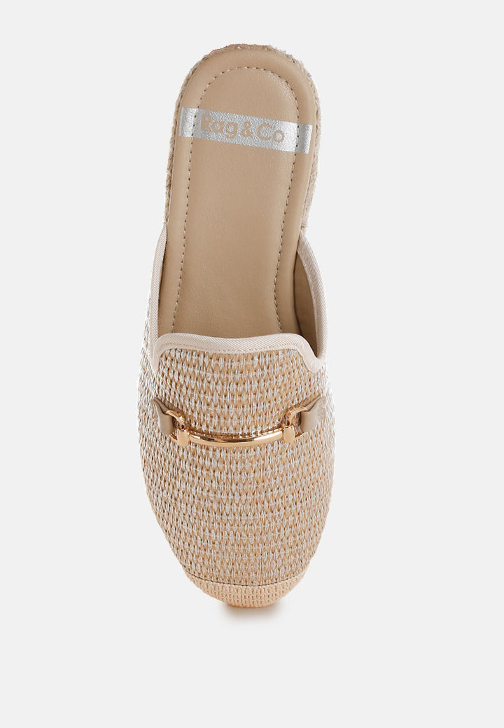 marama horsebit embellished raffia mules#color_beige