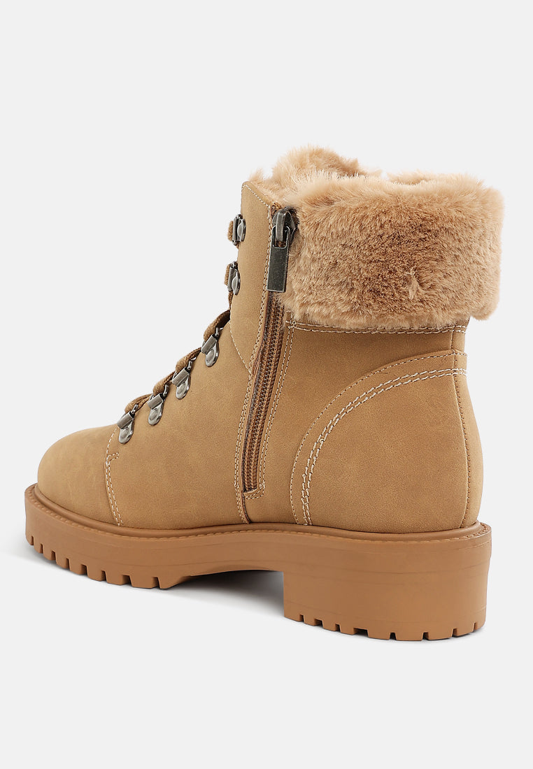 faux fur collar ankle boots by motes#color_beige