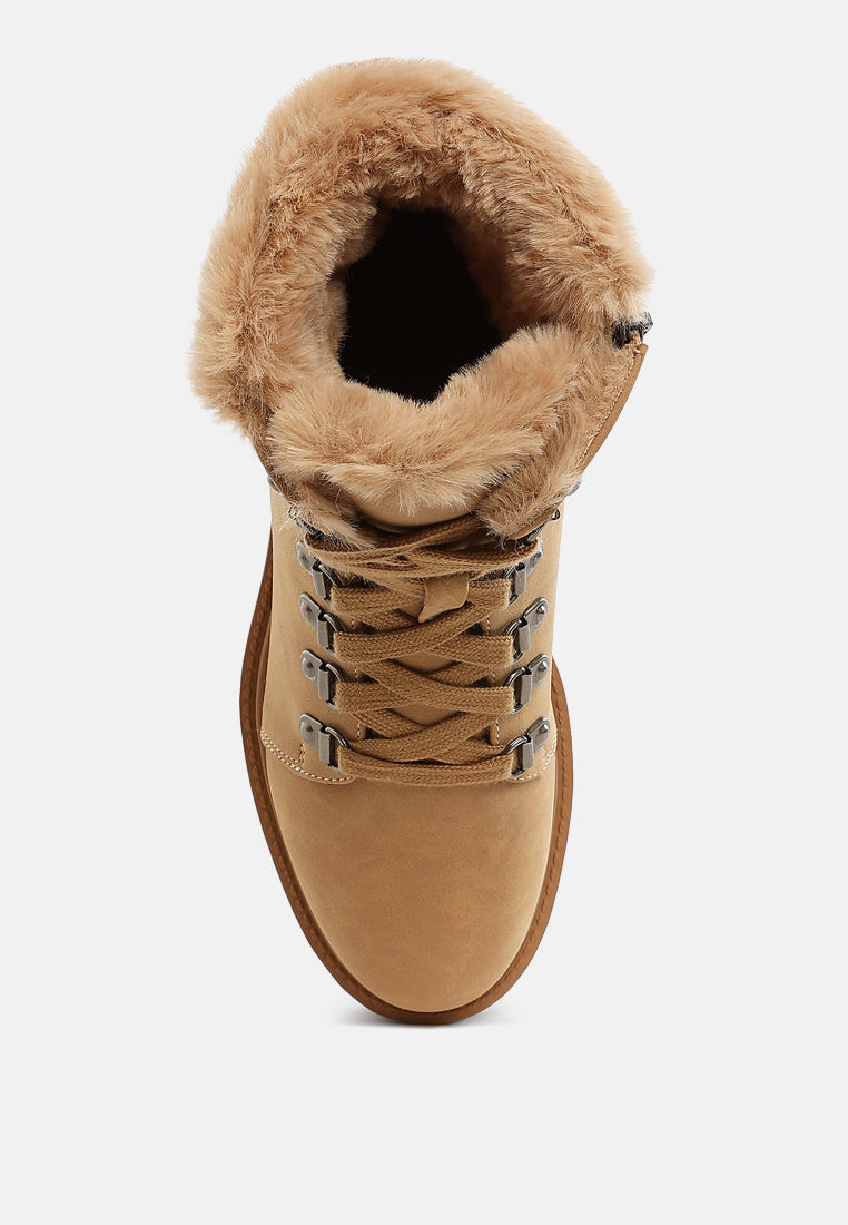 faux fur collar ankle boots by motes#color_beige