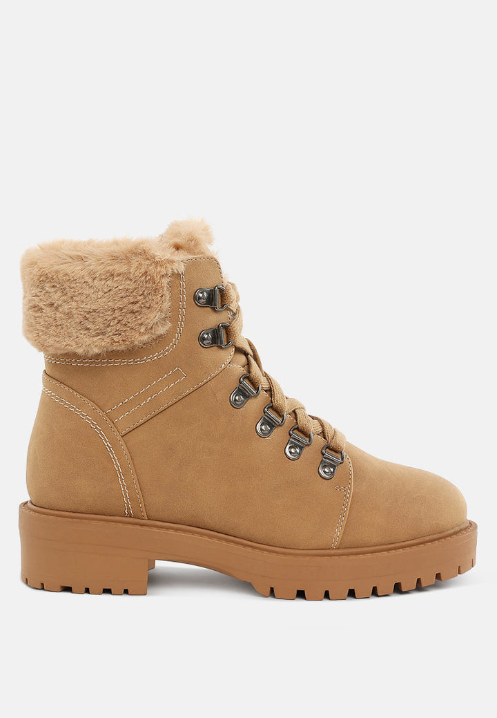 faux fur collar ankle boots by motes#color_beige