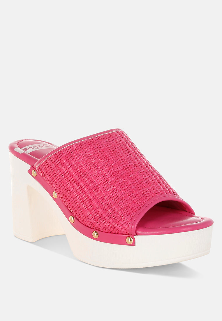 Zuecos madera rafia marengo#color_pink