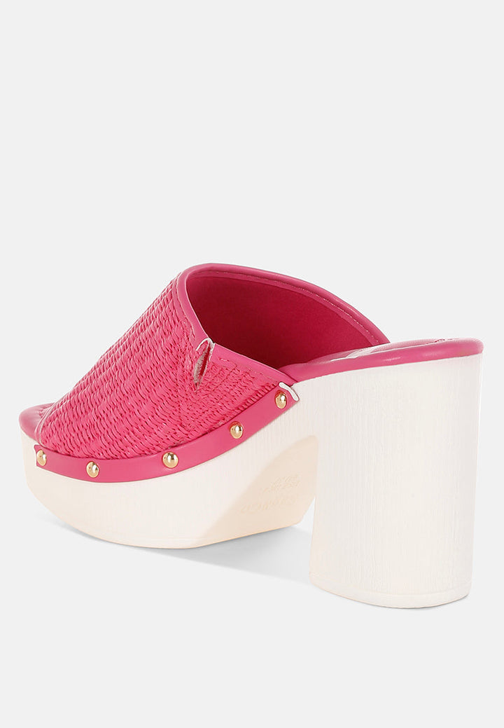 Zuecos madera rafia marengo#color_pink
