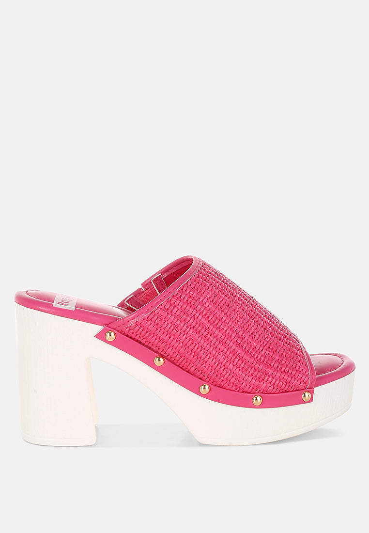 Zuecos madera rafia marengo#color_pink