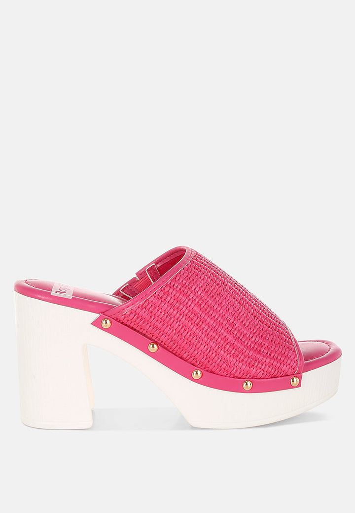Zuecos madera rafia marengo#color_pink
