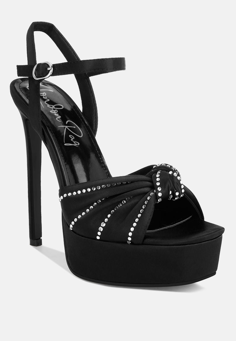 margala knotted rhinestone embellished sandals by ruw#color_black-satin