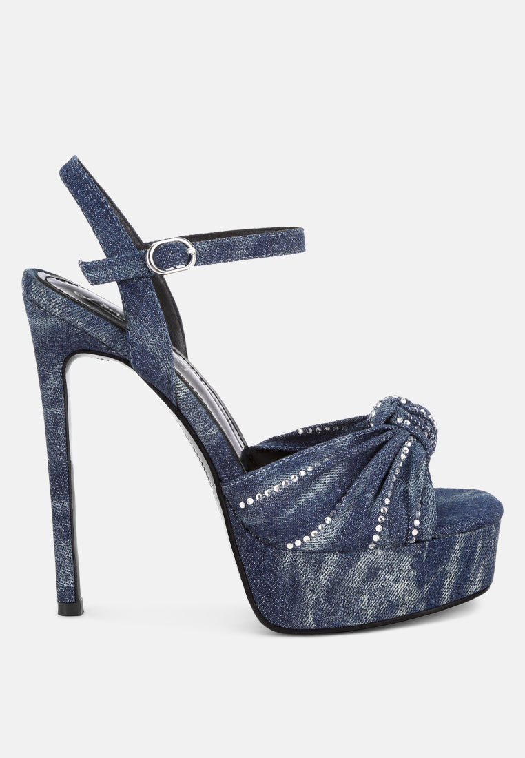margala knotted rhinestone embellished sandals by ruw#color_denim