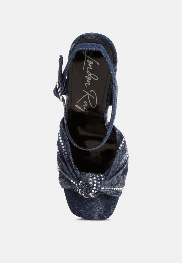 margala knotted rhinestone embellished sandals by ruw#color_denim