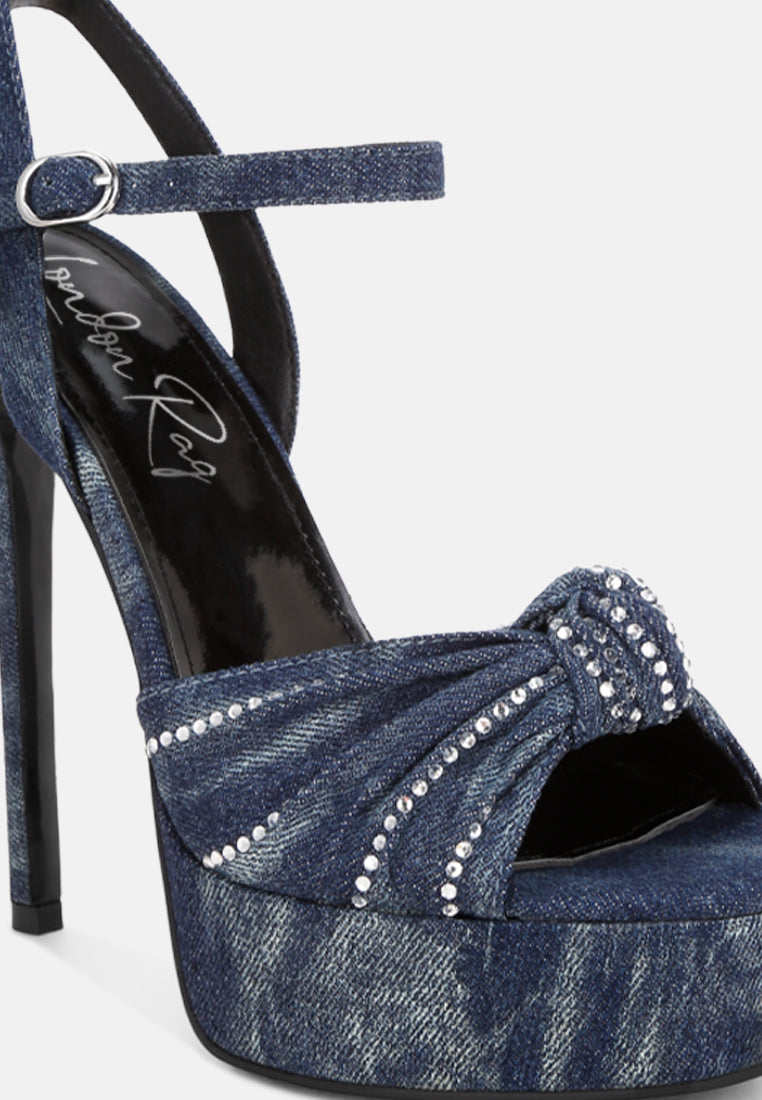 margala knotted rhinestone embellished sandals by ruw#color_denim