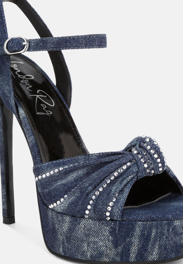 margala knotted rhinestone embellished sandals by ruw#color_denim