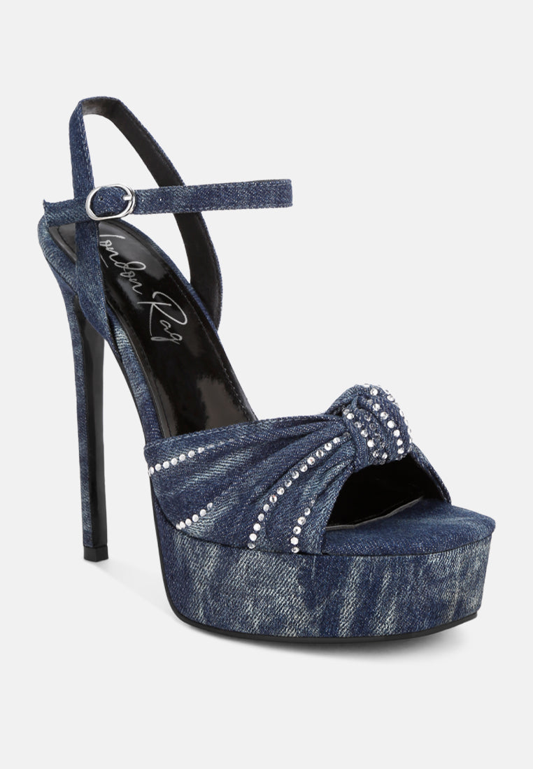 margala knotted rhinestone embellished sandals by ruw#color_denim