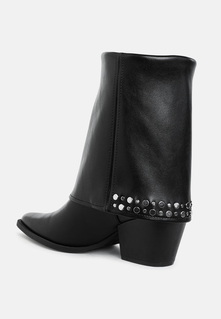 stud embellished foldover boots by mode#color_black