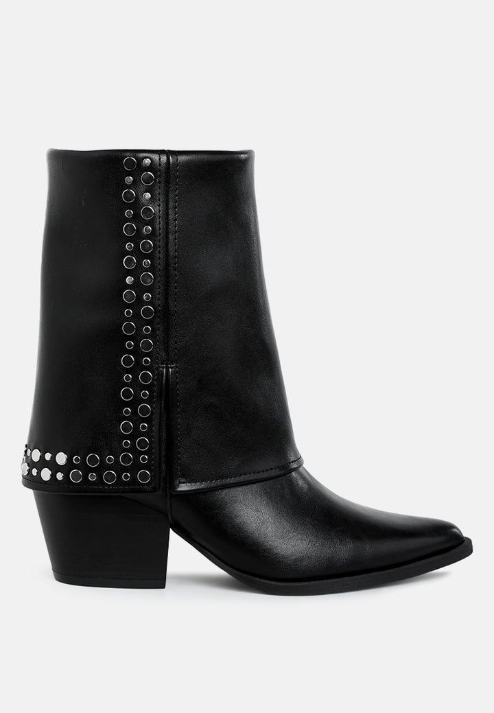 stud embellished foldover boots by mode#color_black