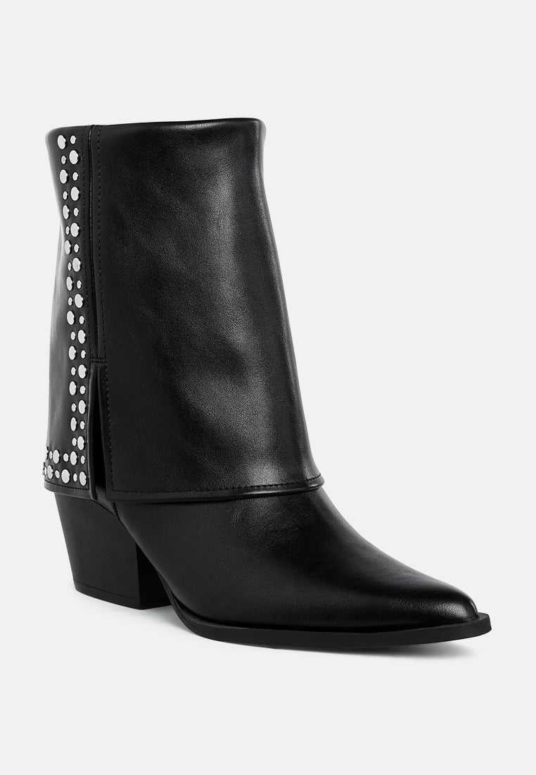 stud embellished foldover boots by mode#color_black