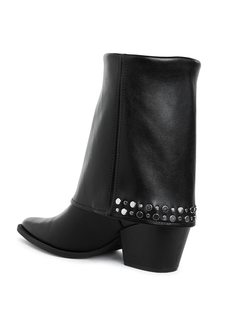 mariachi stud embellished foldover boots#color_black