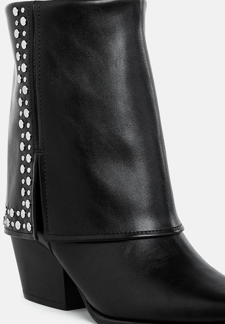 stud embellished foldover boots by mode#color_black