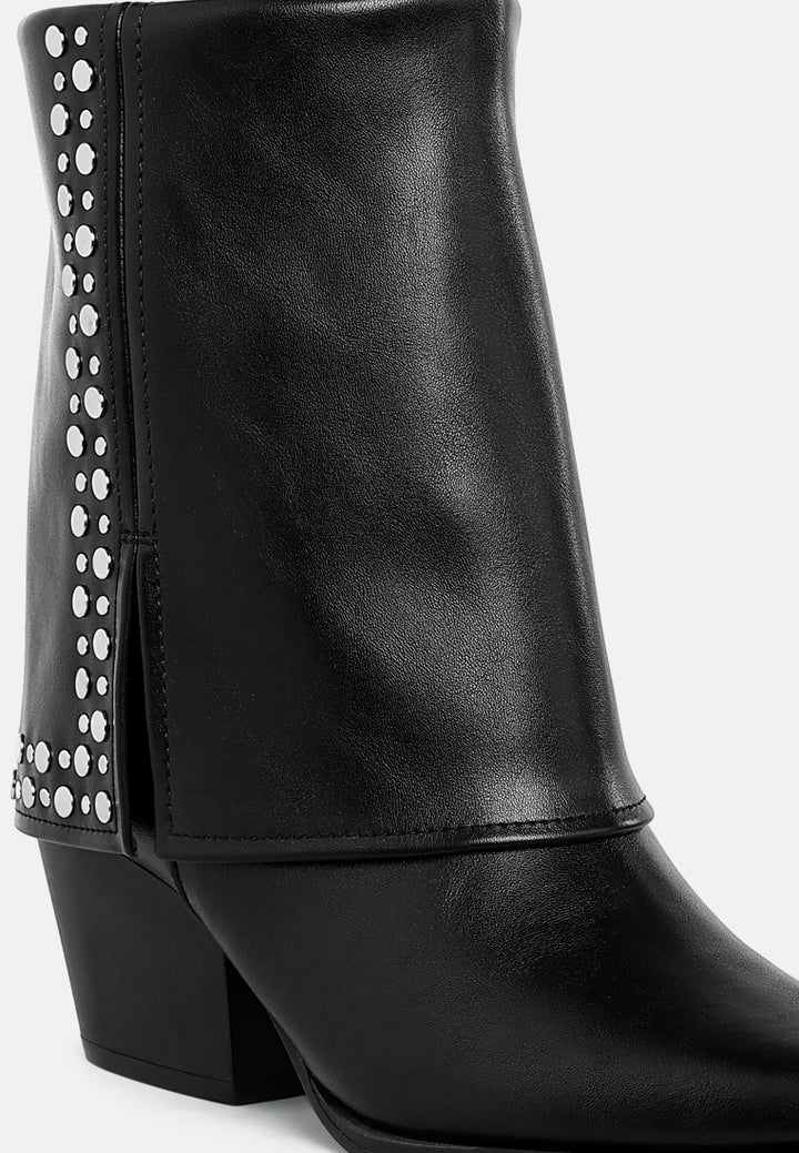 stud embellished foldover boots by mode#color_black