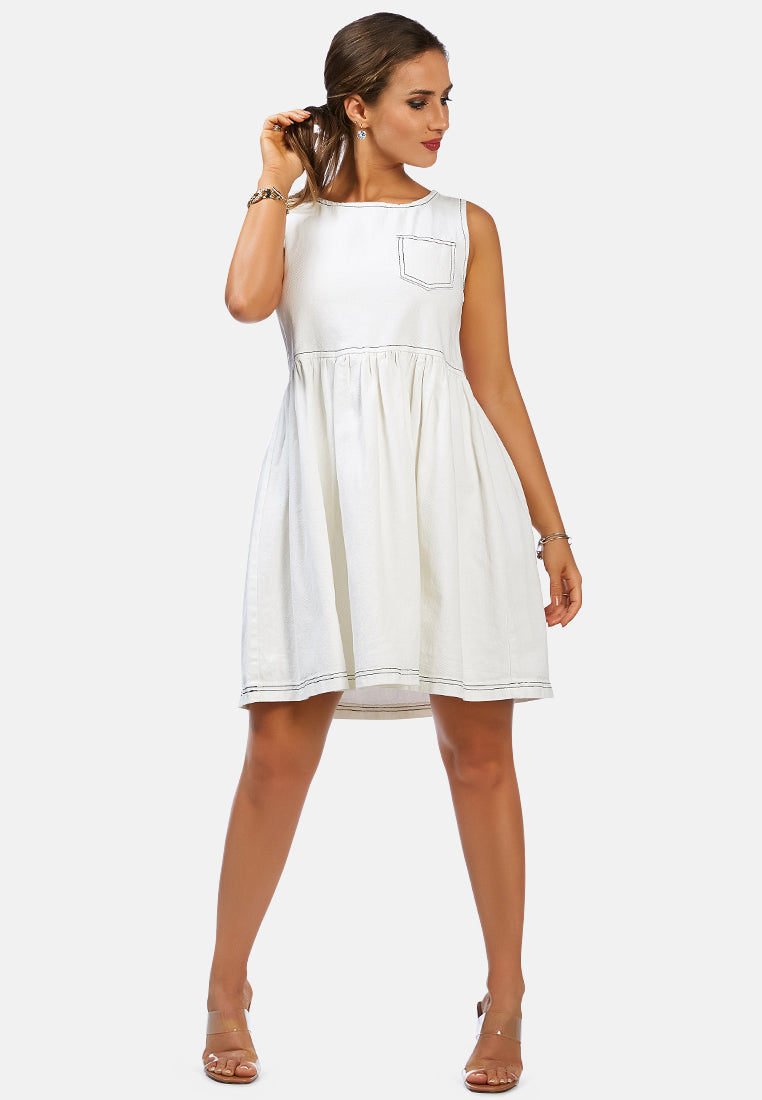 mark me honey denim dress#color_white