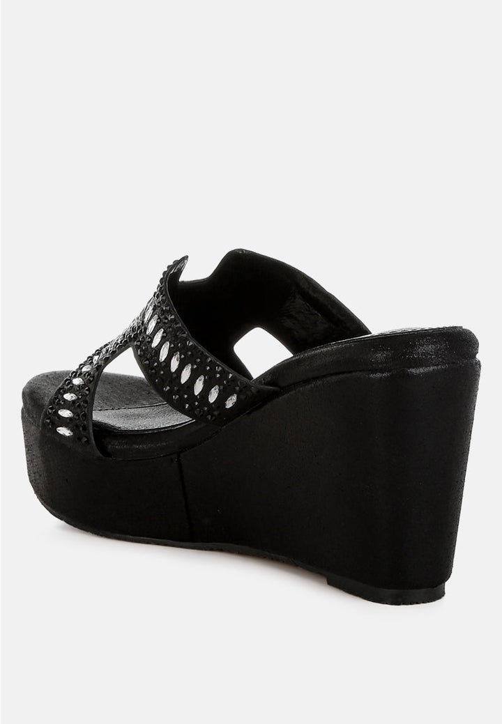 diamante & rhinestone detail cut-out sandals by ruw#color_black