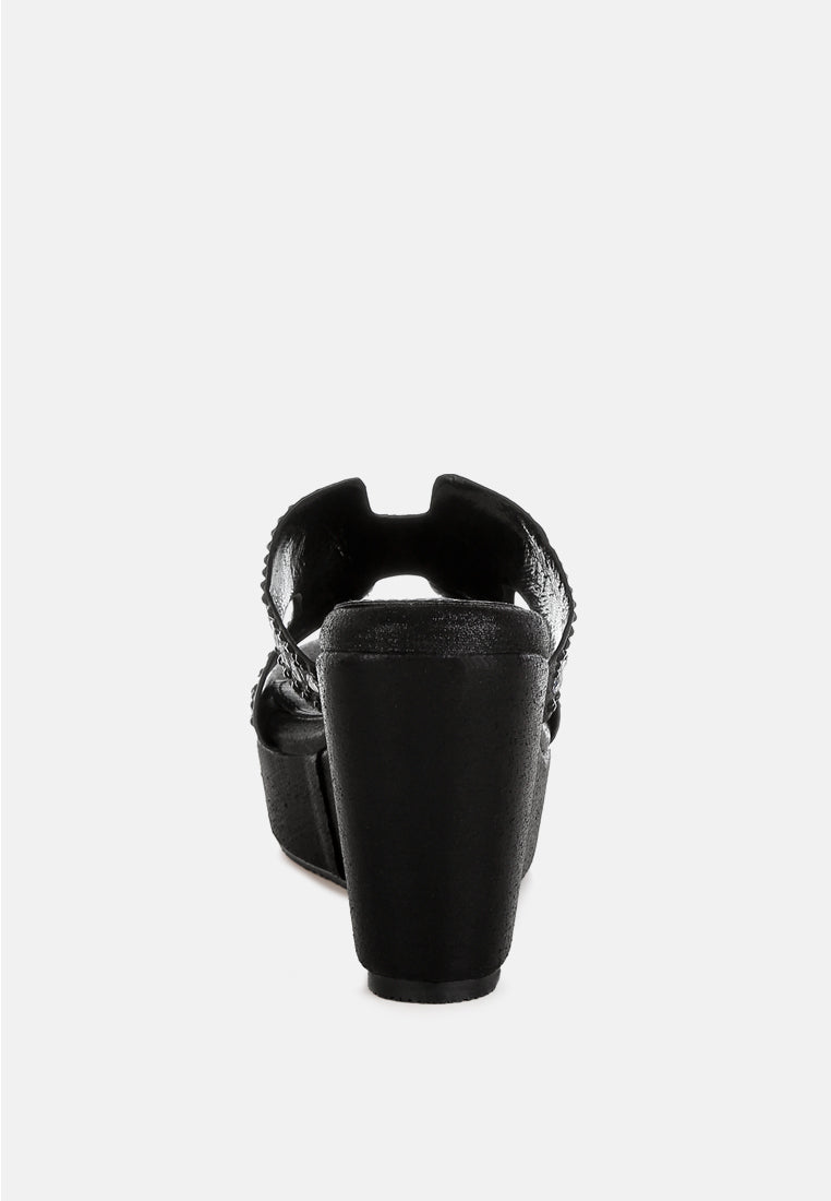 diamante & rhinestone detail cut-out sandals by ruw#color_black