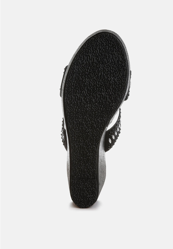 diamante & rhinestone detail cut-out sandals by ruw#color_black