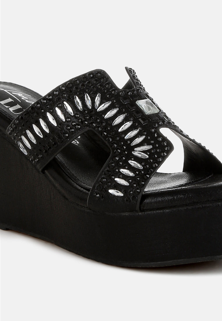 diamante & rhinestone detail cut-out sandals by ruw#color_black