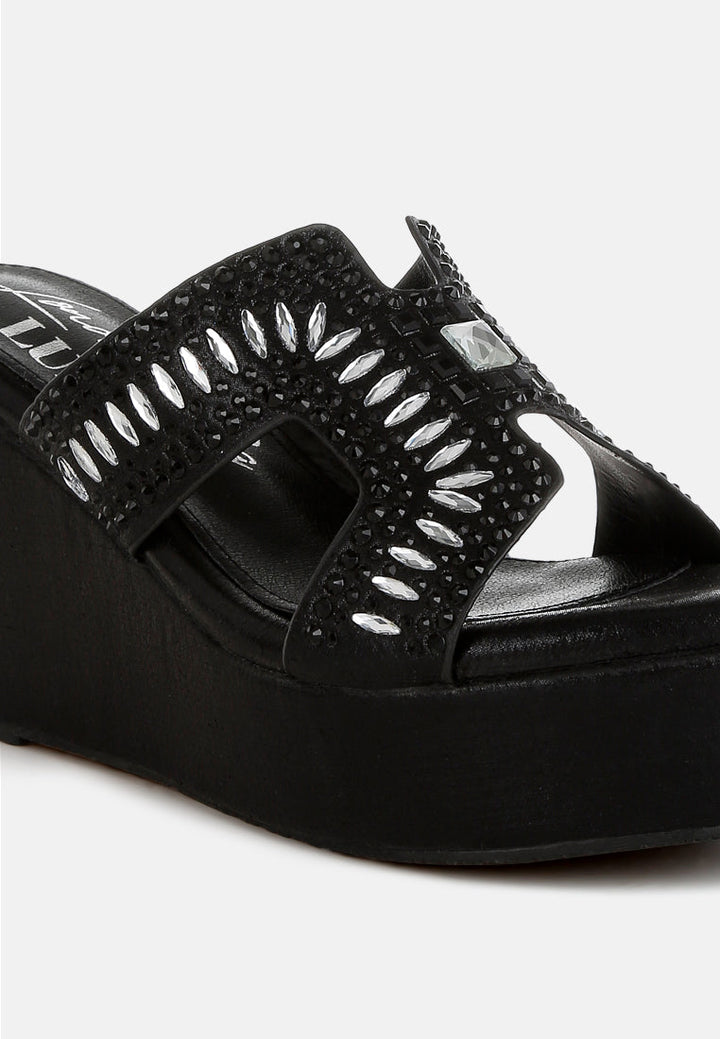 diamante & rhinestone detail cut-out sandals by ruw#color_black